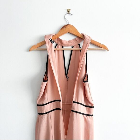 Asos Influence Jumpsuit Choker Culotte Blush Women's 8 Black Trim Back Zip - Picture 5 of 12